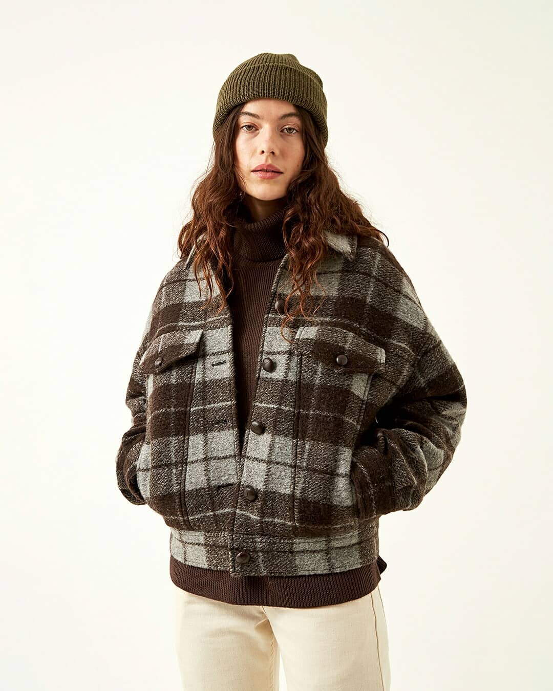 Beams Half Zip Pullover Shirt - Black Check - 8