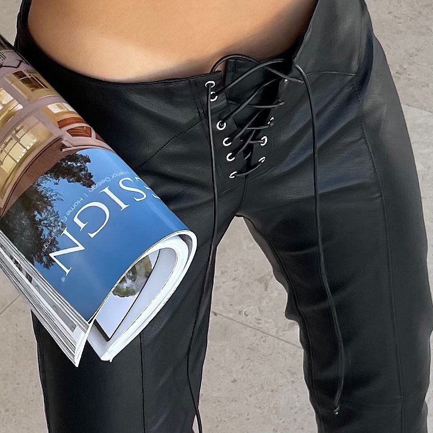 ELEMENT LACE UP PANT - BLACK VEGAN LEATHER - 6