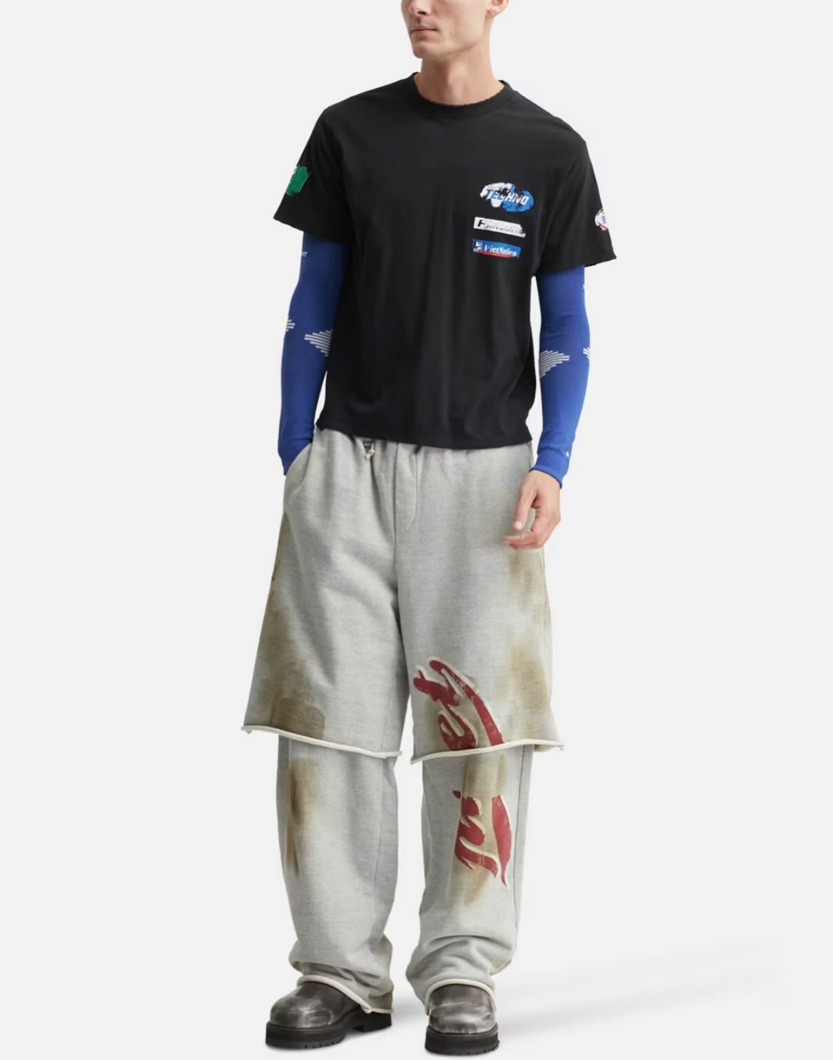 Piet F.C. Knitted Sleeve T-shirt - Vintage Black/Blue - 5
