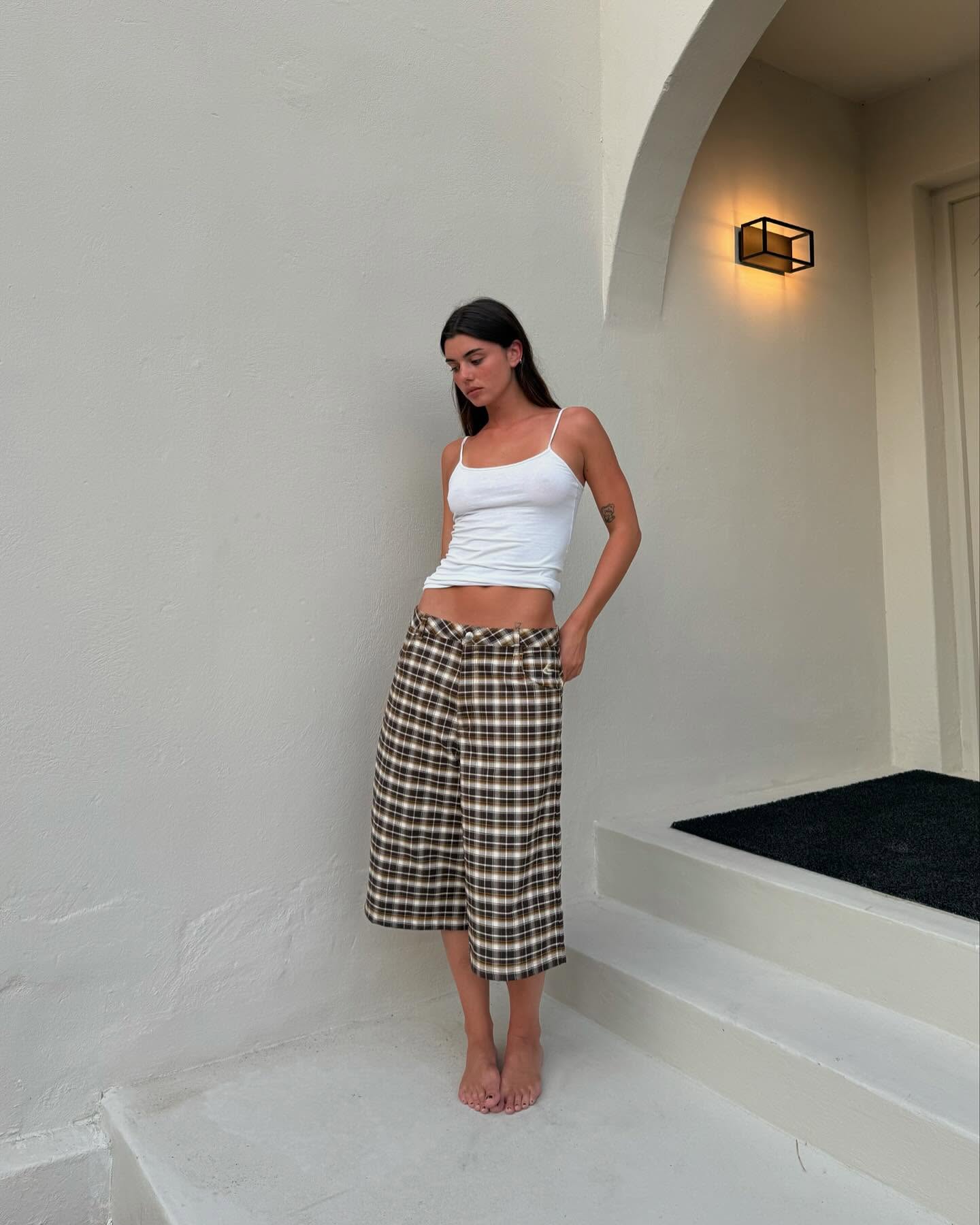 Pleat Blue Checkered Skirt - 8