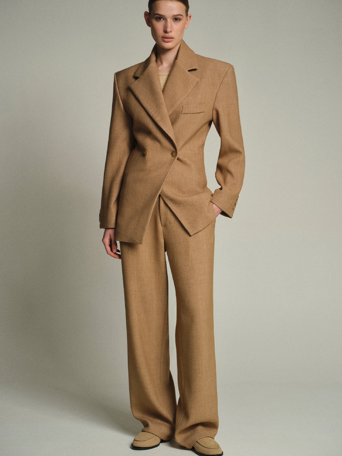 Tailored Corduroy Velvet Pants, Brown - 7