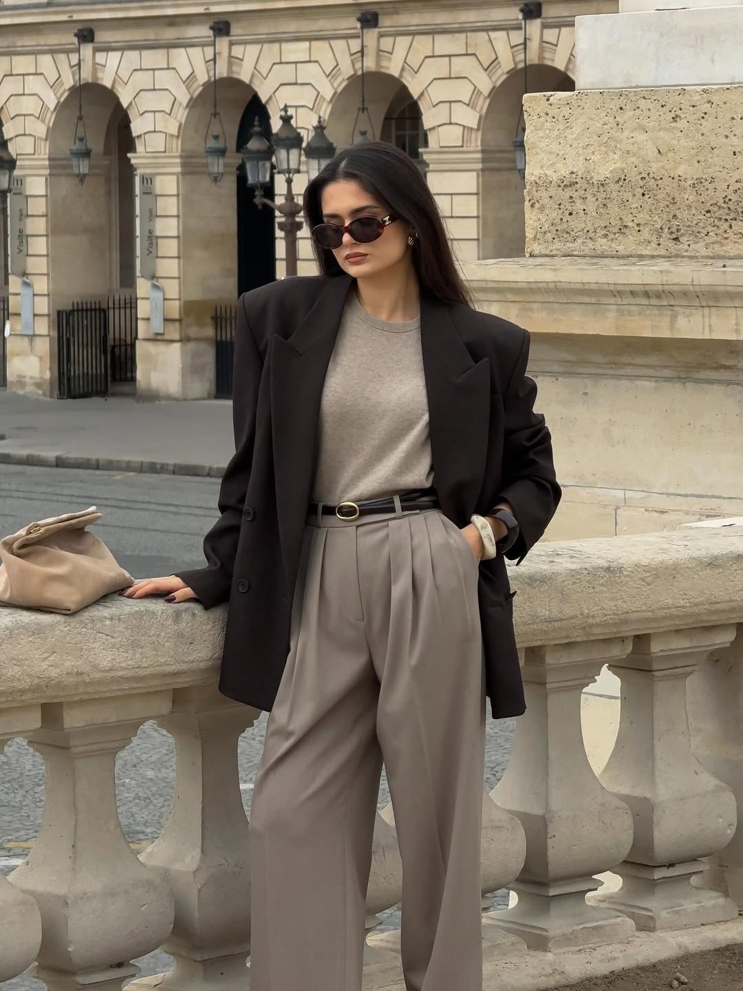 Button Cuff Trousers, Beige - 7