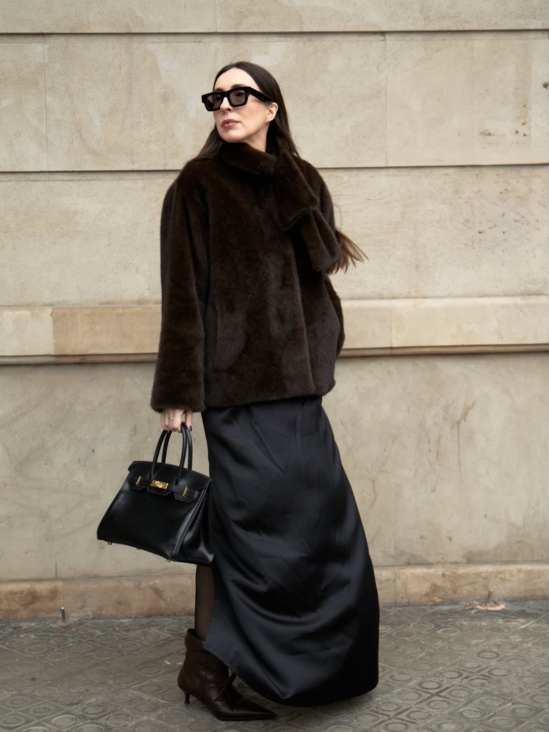 Faux-Fur Zip Bomber Jacket, Black - 7