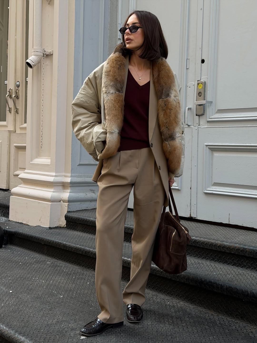 Button Cuff Trousers, Beige - 8