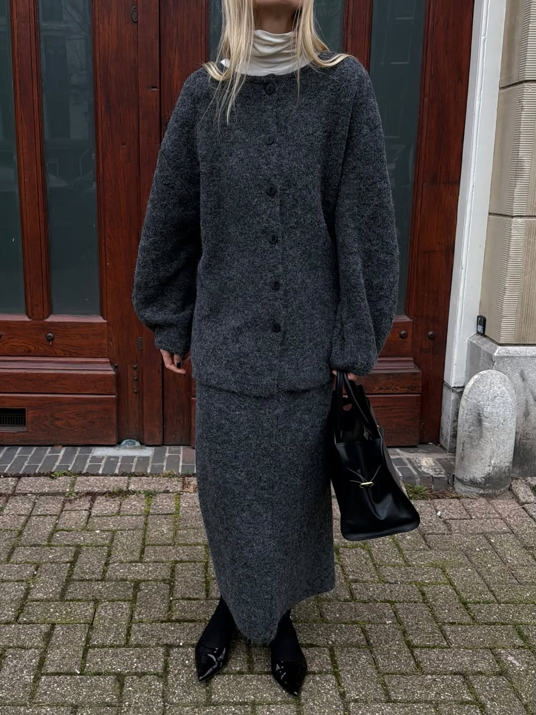 Relaxed Wool-Blend Sweater, Charcoal - 6