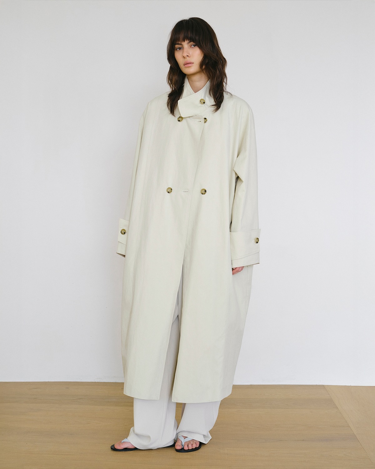 Liko Stand Collar Trench Coat, Beige - 10