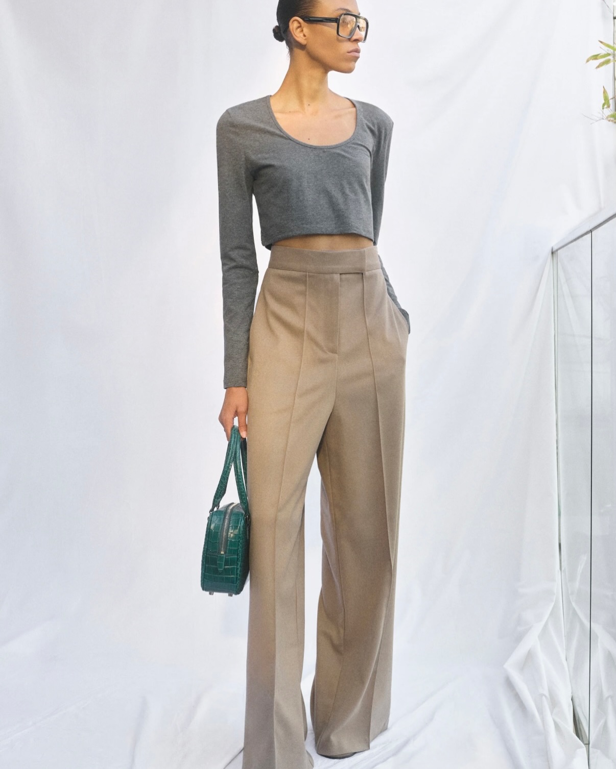 Cropped Modal Tee, Charcoal - 6