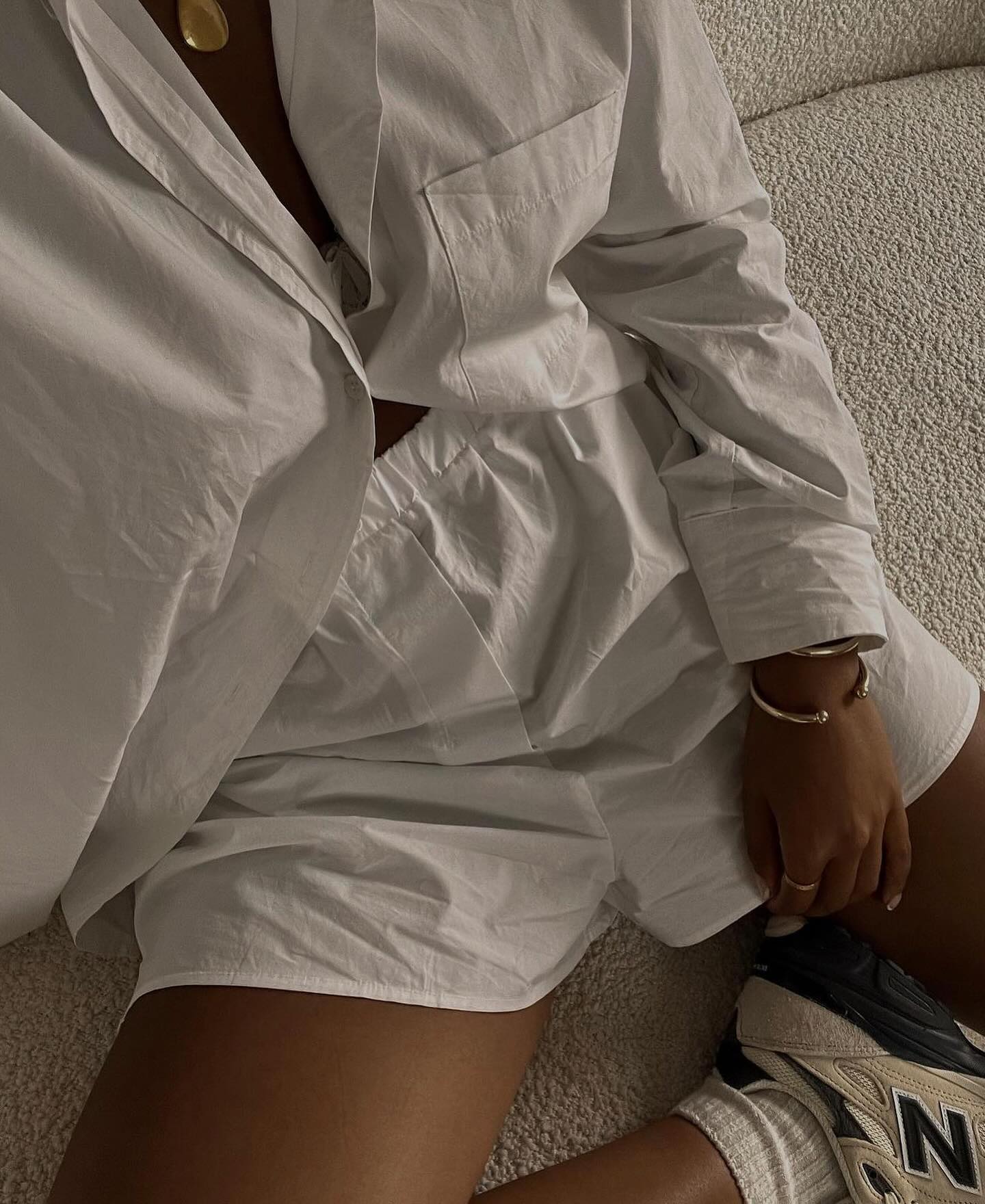 Hanna Silky Oversized Blouse - White - 6
