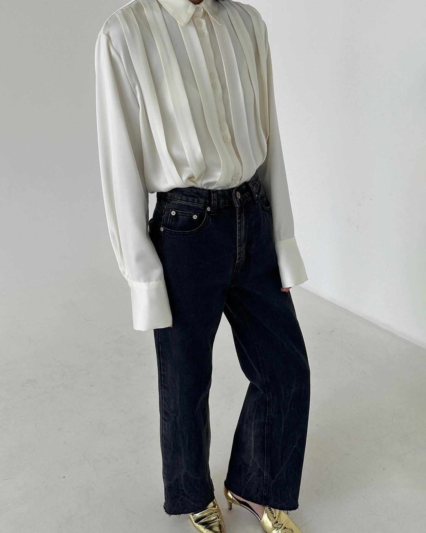 Hanna Silky Oversized Blouse - White - 7