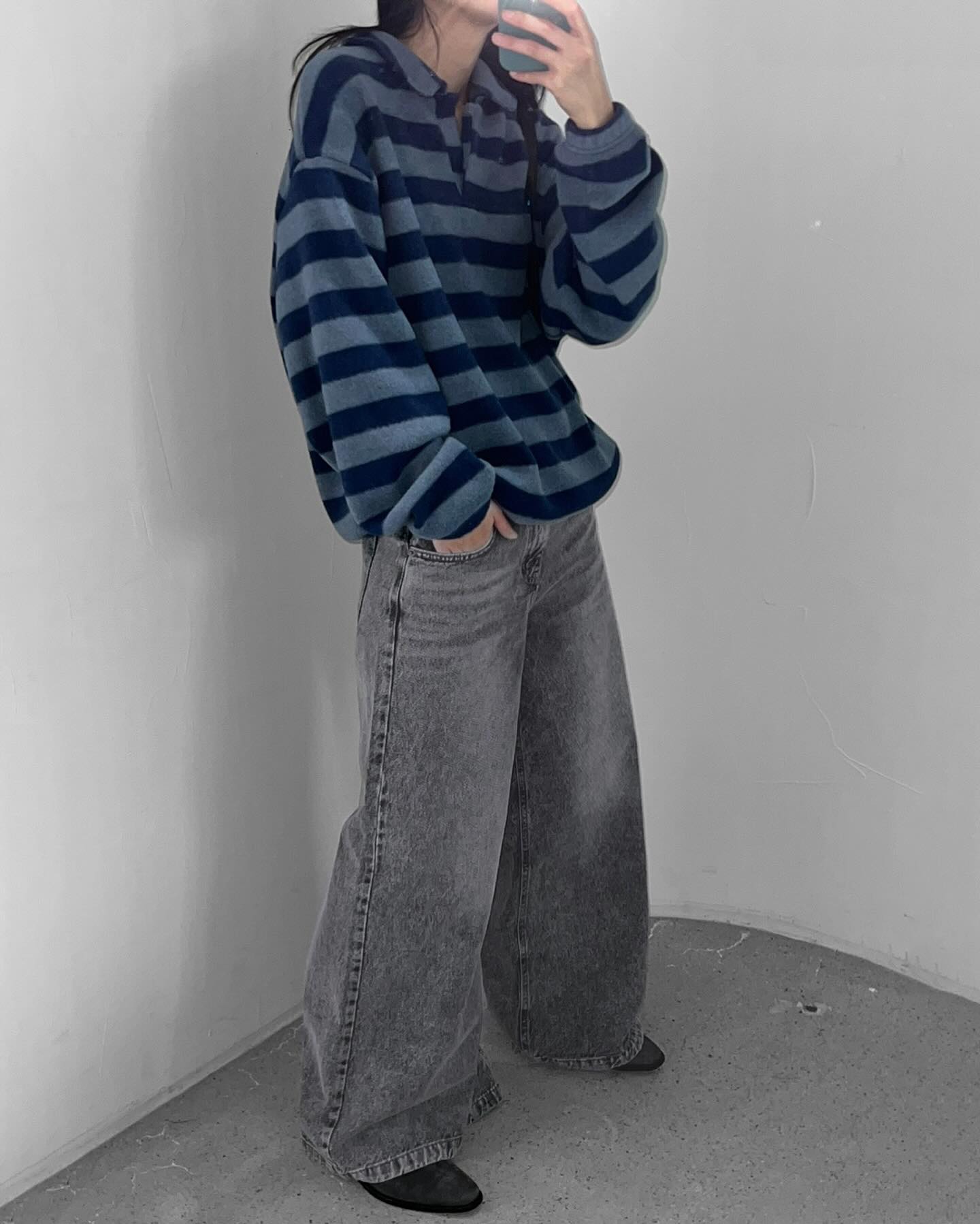 Sorlia Mohair Polo Sweater - Grey Multi Stripe - 8