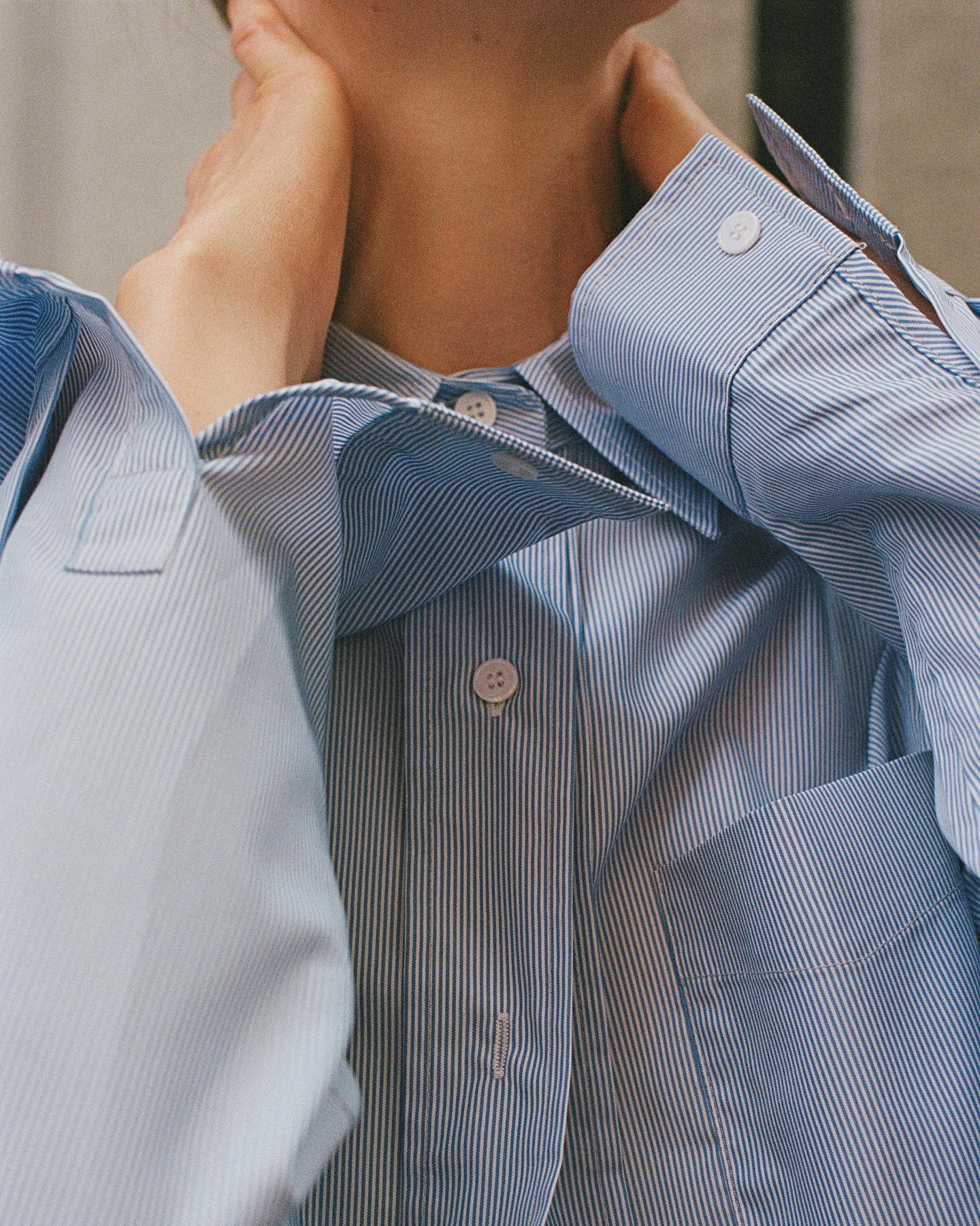 Tekla Poplin Pyjama Shirt - Cornflower Blue - 11