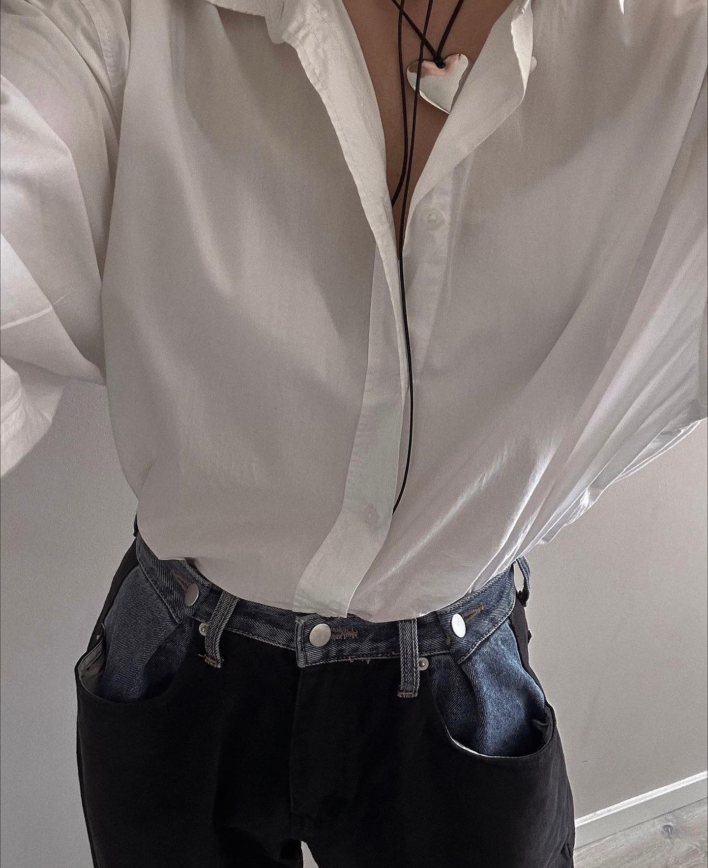 Lakely Oversized Button Down Shirt - White - 11