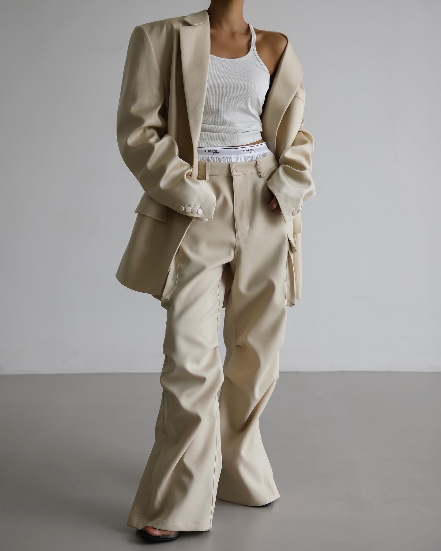 Borken Pleated Twill Pants - Ivory - 7