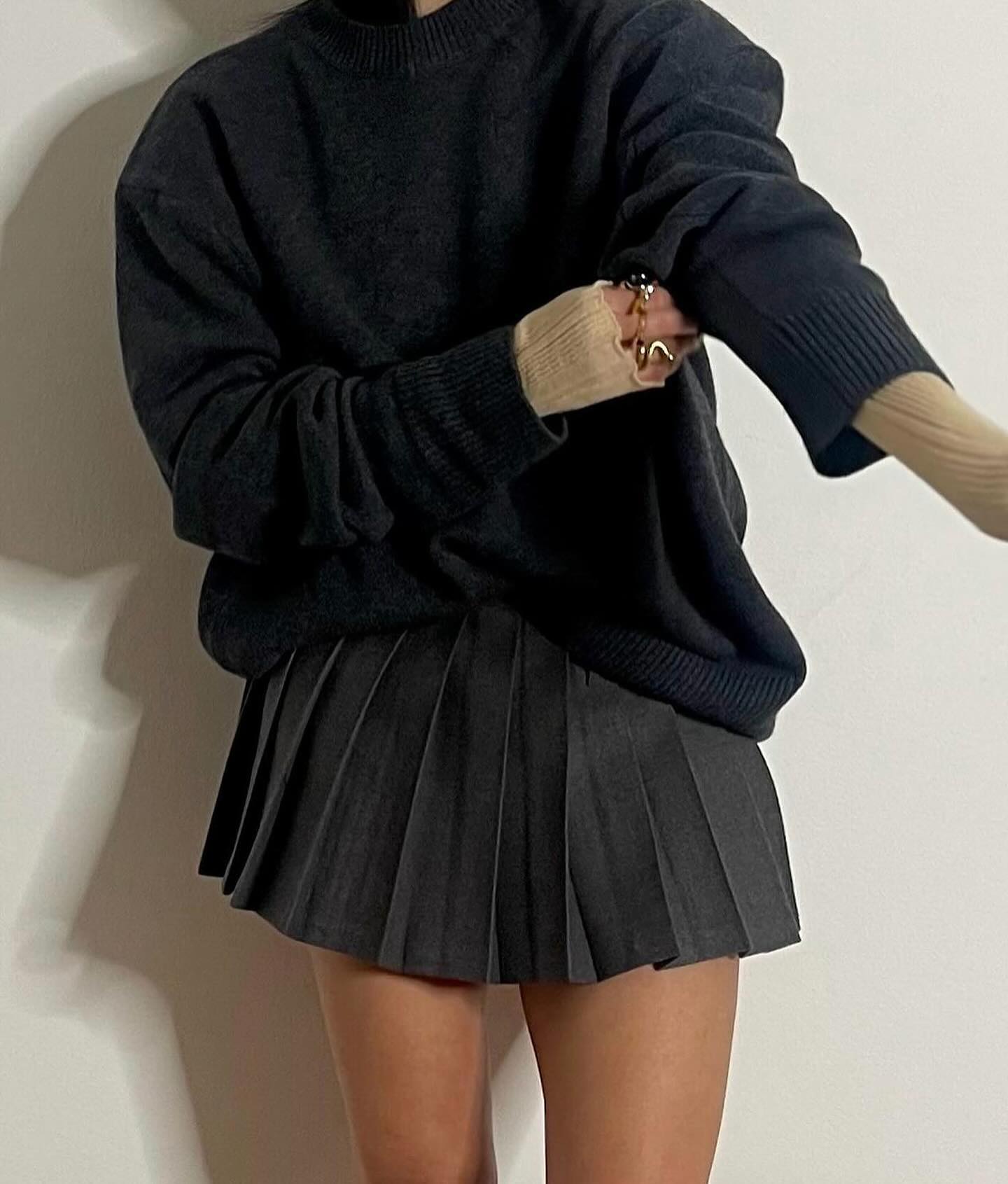 Carter Crewneck Sweater - Black Melange - 9