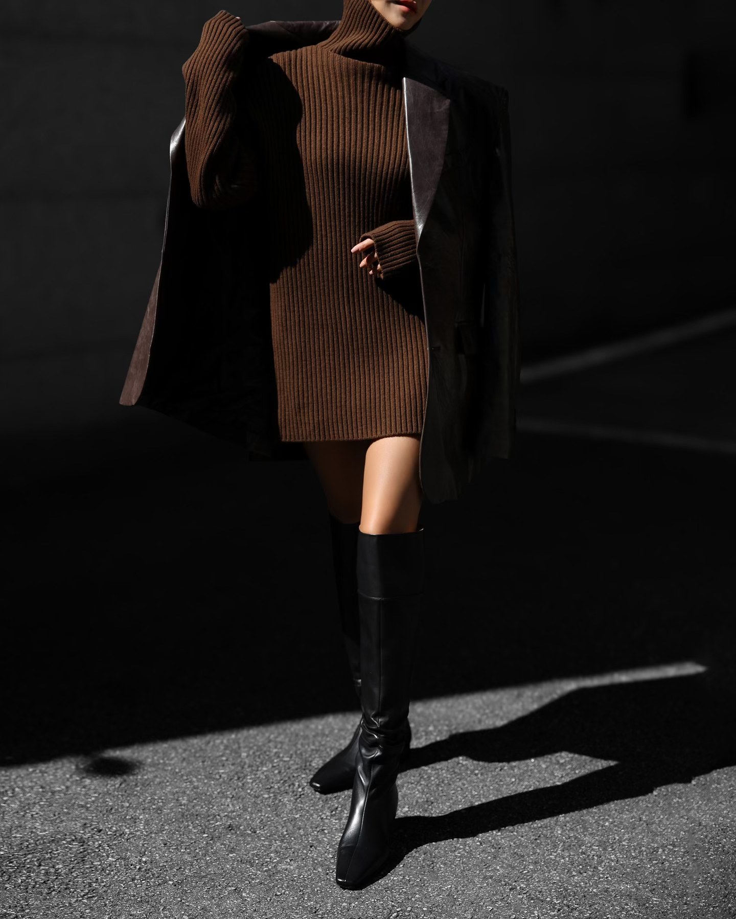 Utica Thin Turtleneck Sweater - Brown - 8