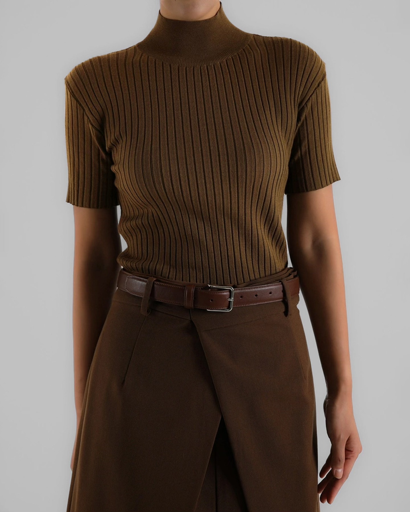 Sarno Leather Belt - Olive/Silver - 10