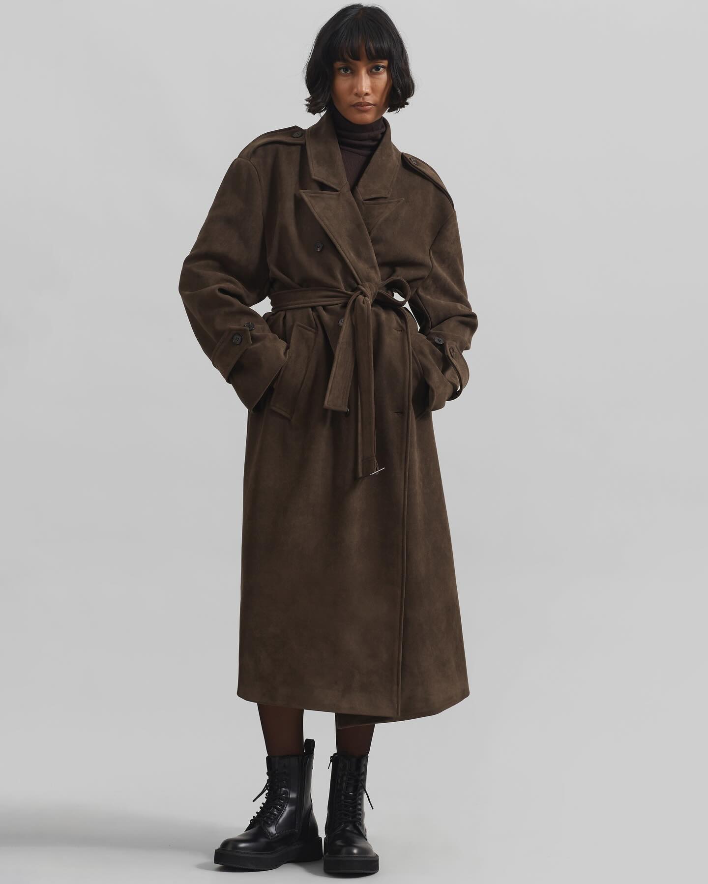 Valmere Faux Suede Coat - Brown - 7