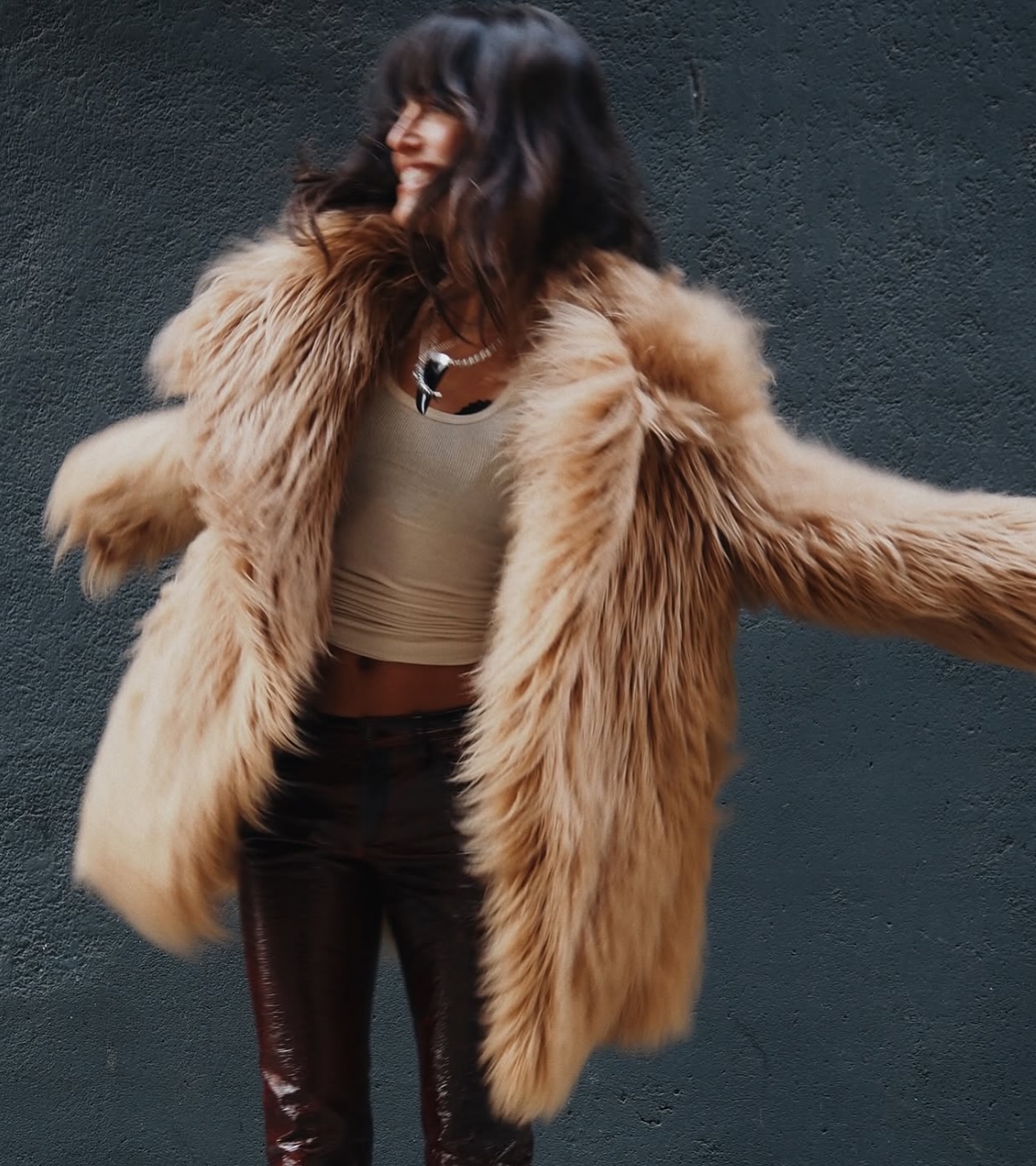 Rivee Faux Fur Pullover - Brown - 7