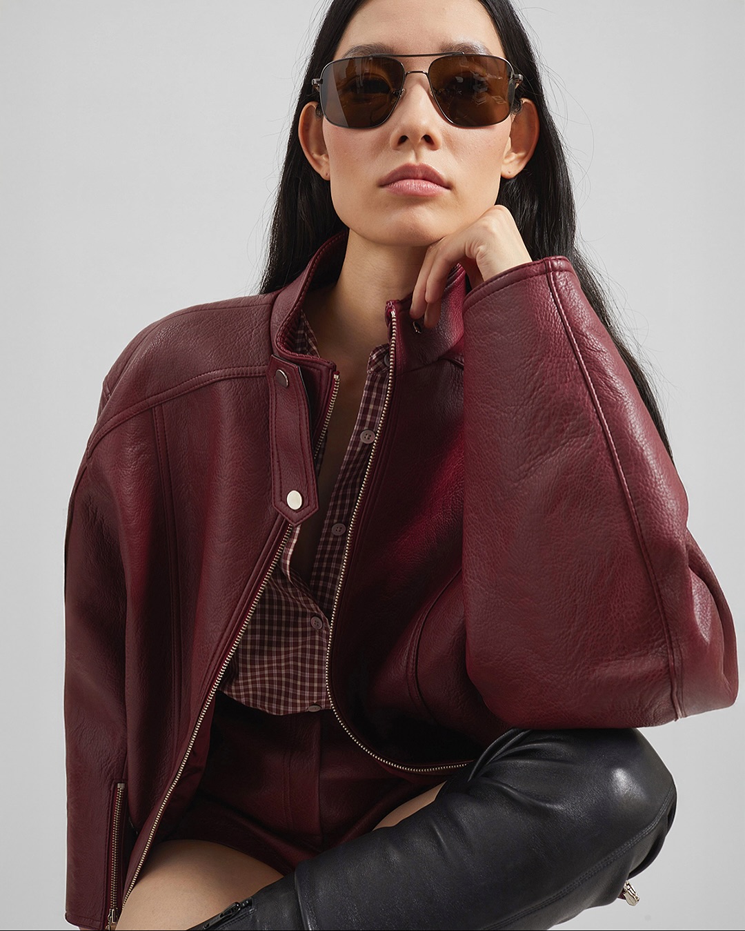Roisin Faux Leather Jacket - Black - 9