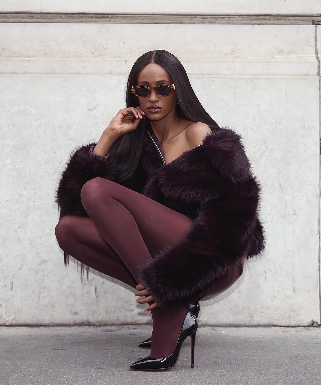 Rivee Faux Fur Pullover - Brown - 10