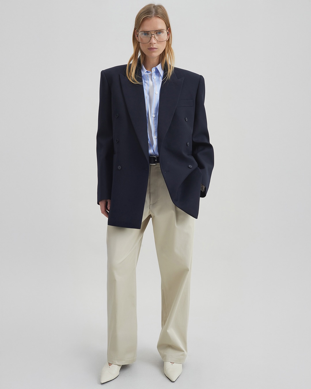 Borken Pleated Twill Pants - Ivory - 8