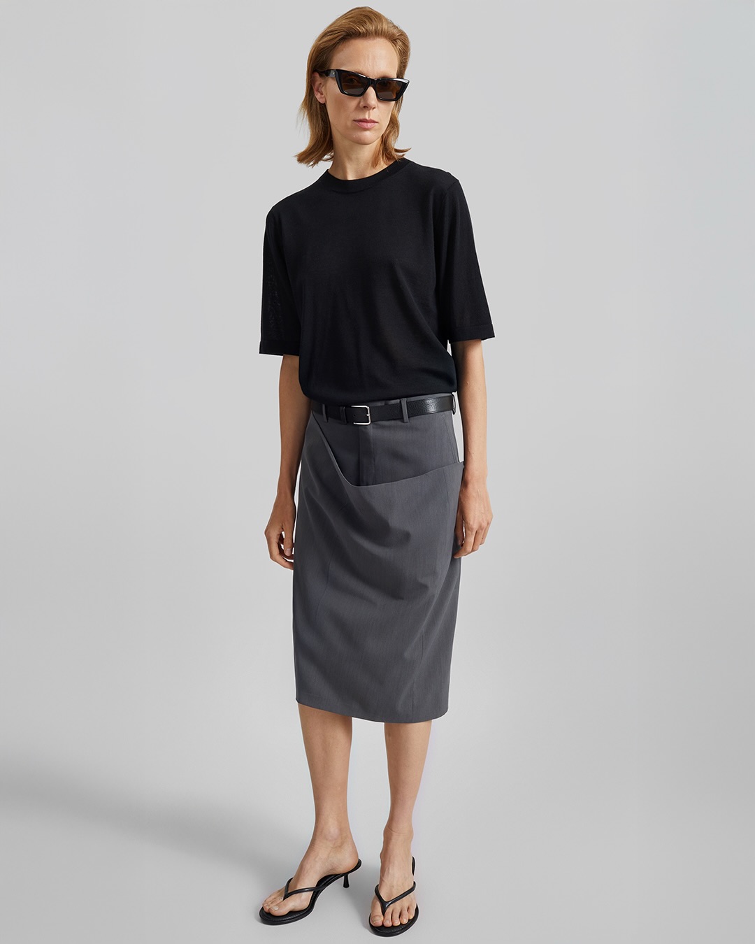 Gema Pencil Skirt - Dark Grey Melange - 6