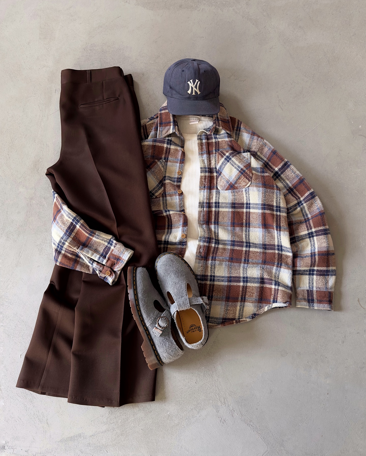1980s - Blue/Beige Five Brother Plaid Flannel - M - 7