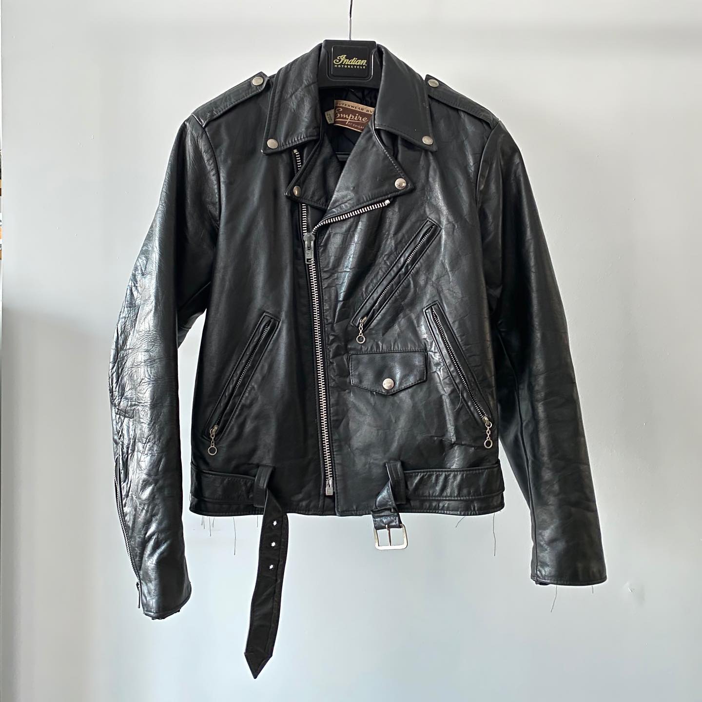 1940s - Black German Motorcycle Leather Jacket - L - 10