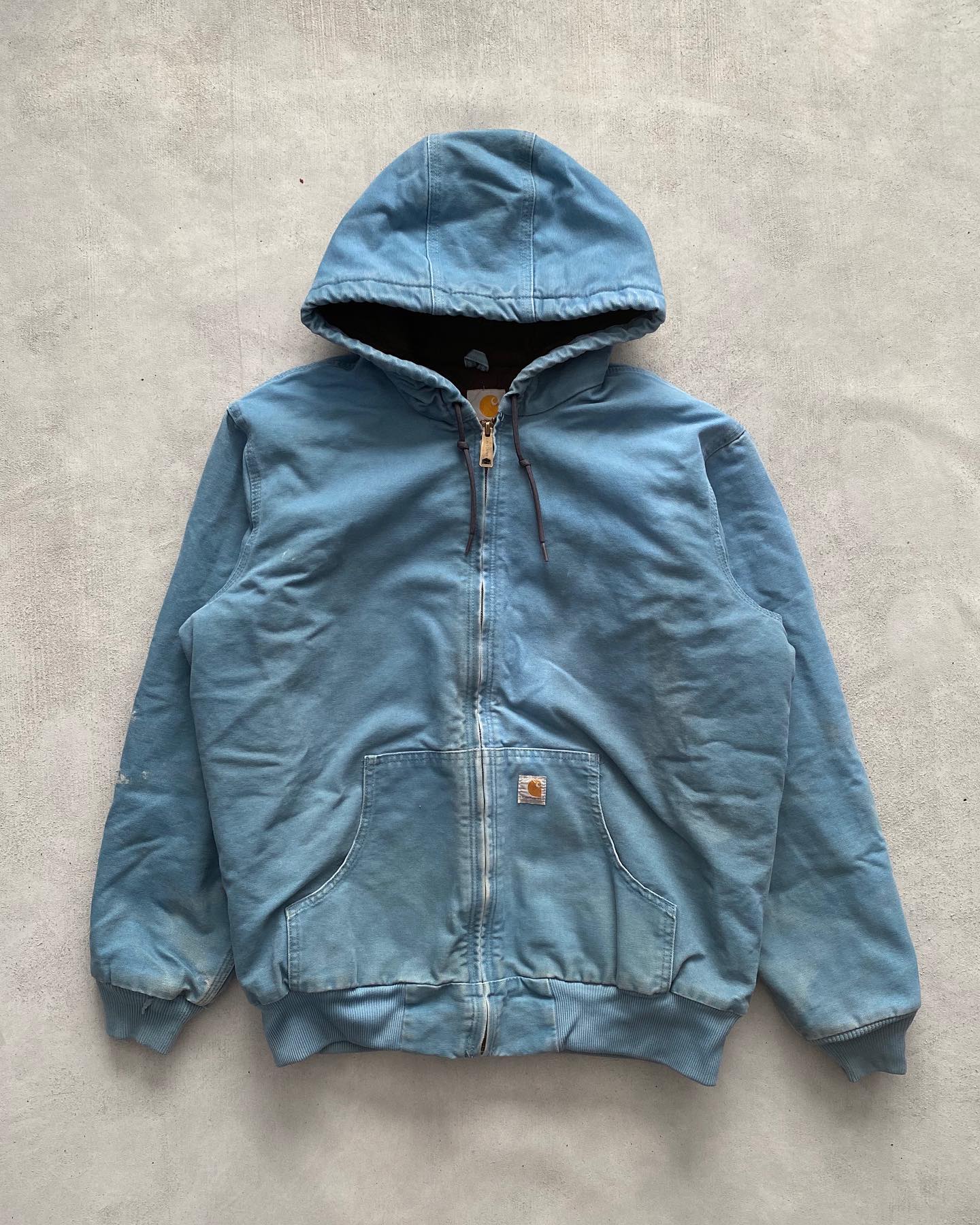 1990s - Distressed Red Carhartt Zip Up Hoodie - M - 10