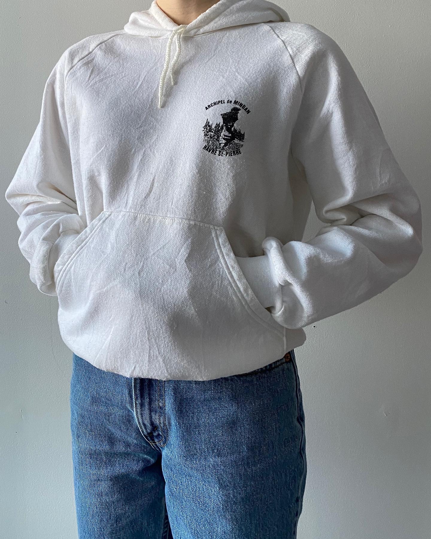 1990s - White "Skat-Track" Graphic Hoodie - L/XL - 6