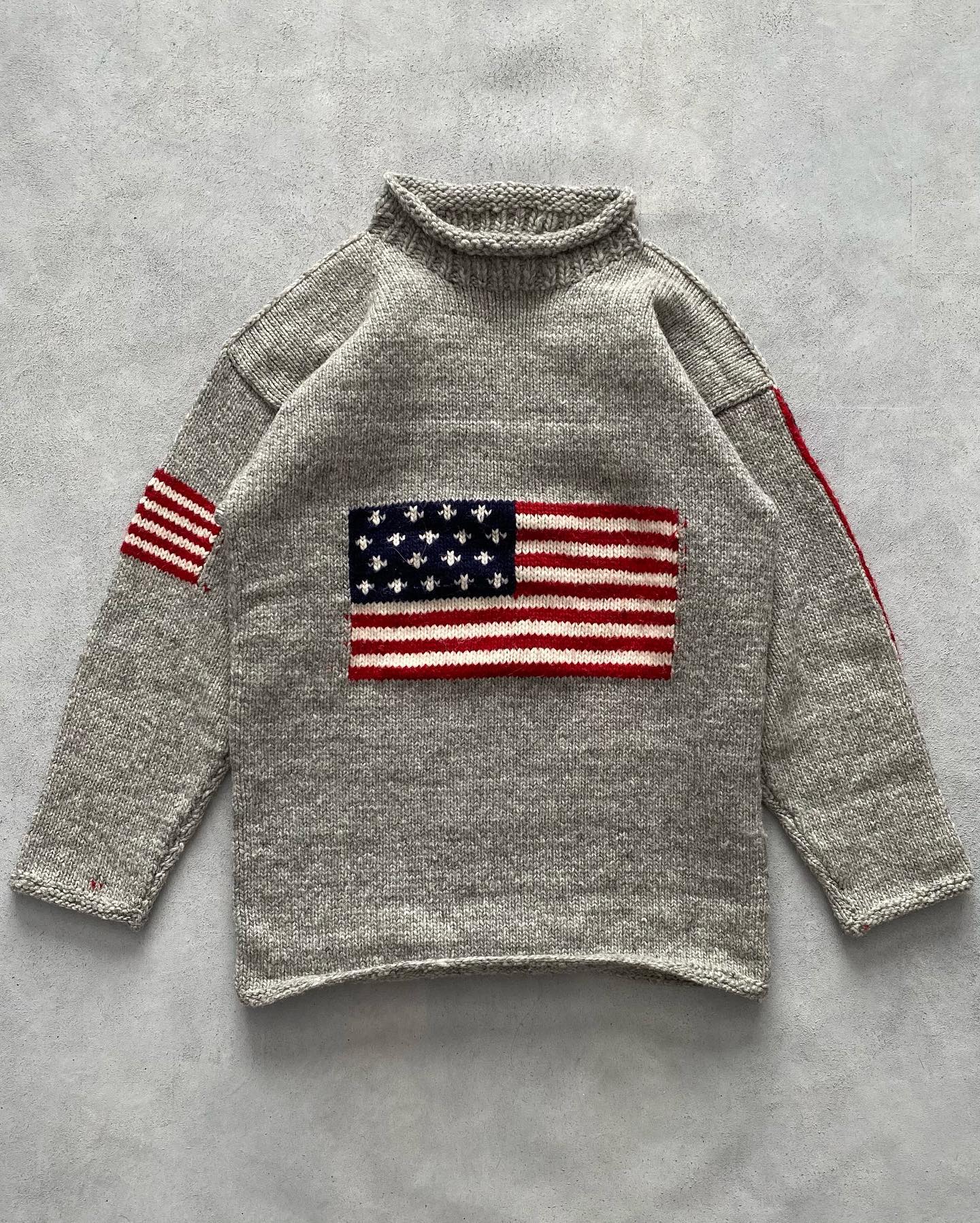 1990s - Navy/Red USA Sweater - L - 6