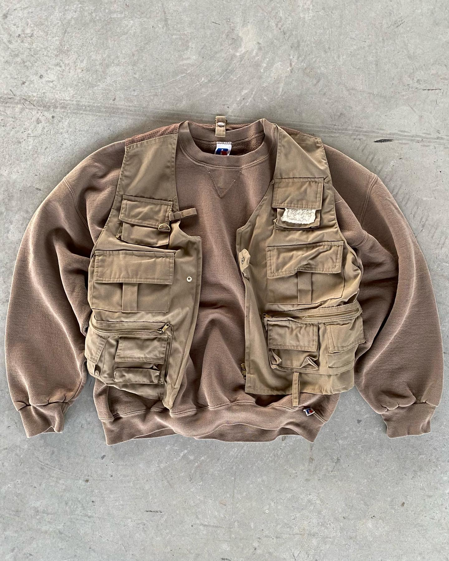 1990s - Khaki Multi Pockets Fishing Vest - XL - 9