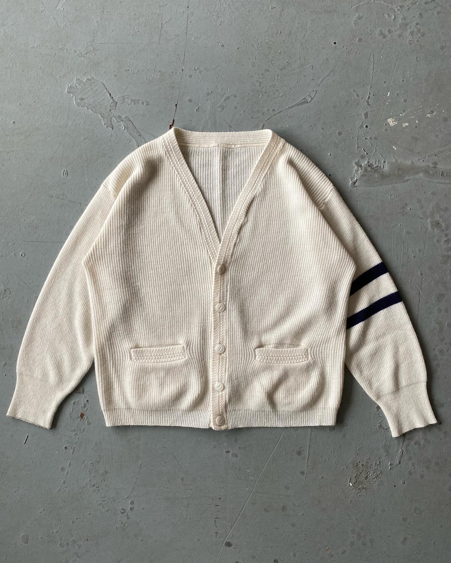 1960s - Distressed Cream Cropped Cardigan - M - 10