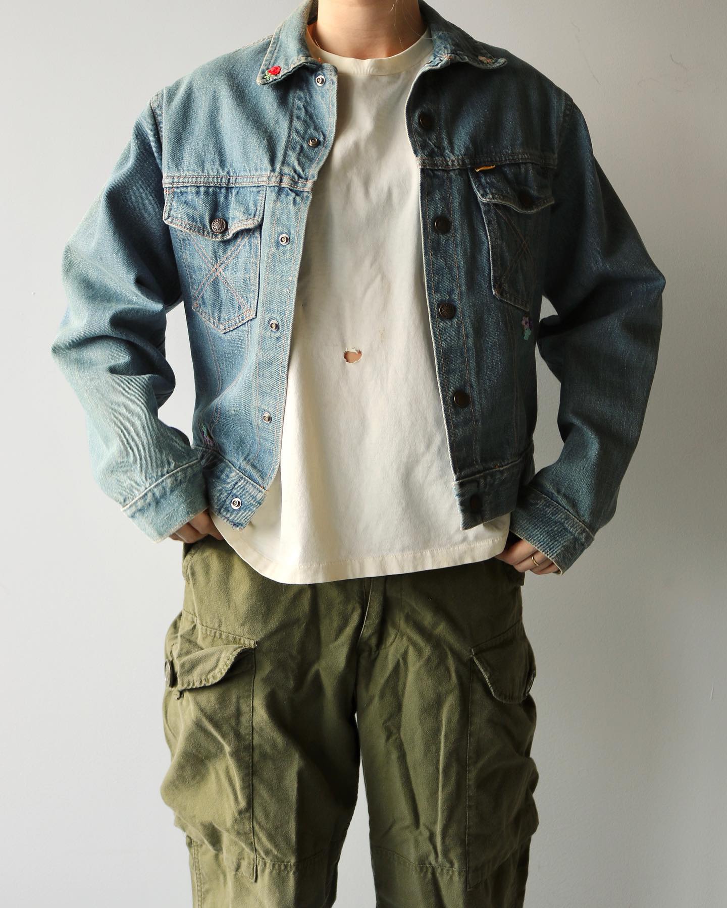 1970s - Distressed Maverick Jeans Jacket - S/M - 9