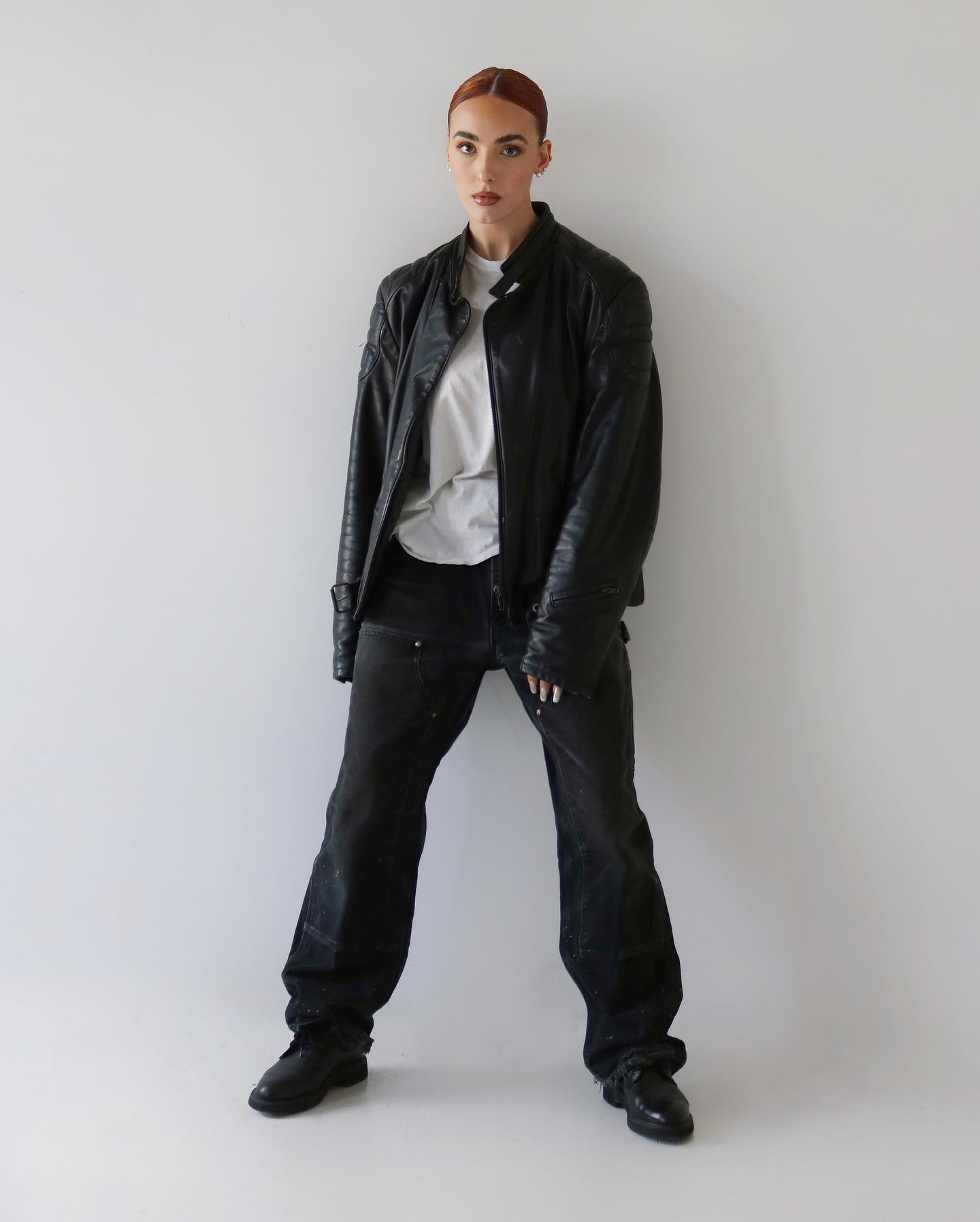 1940s - Black German Motorcycle Leather Jacket - L - 8
