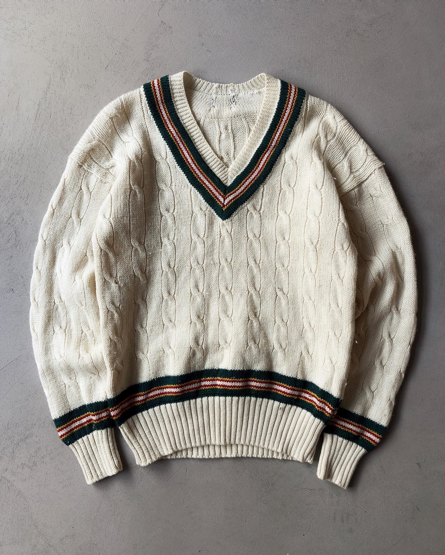 1960s - Distressed Red/Cream Sweater - S - 7