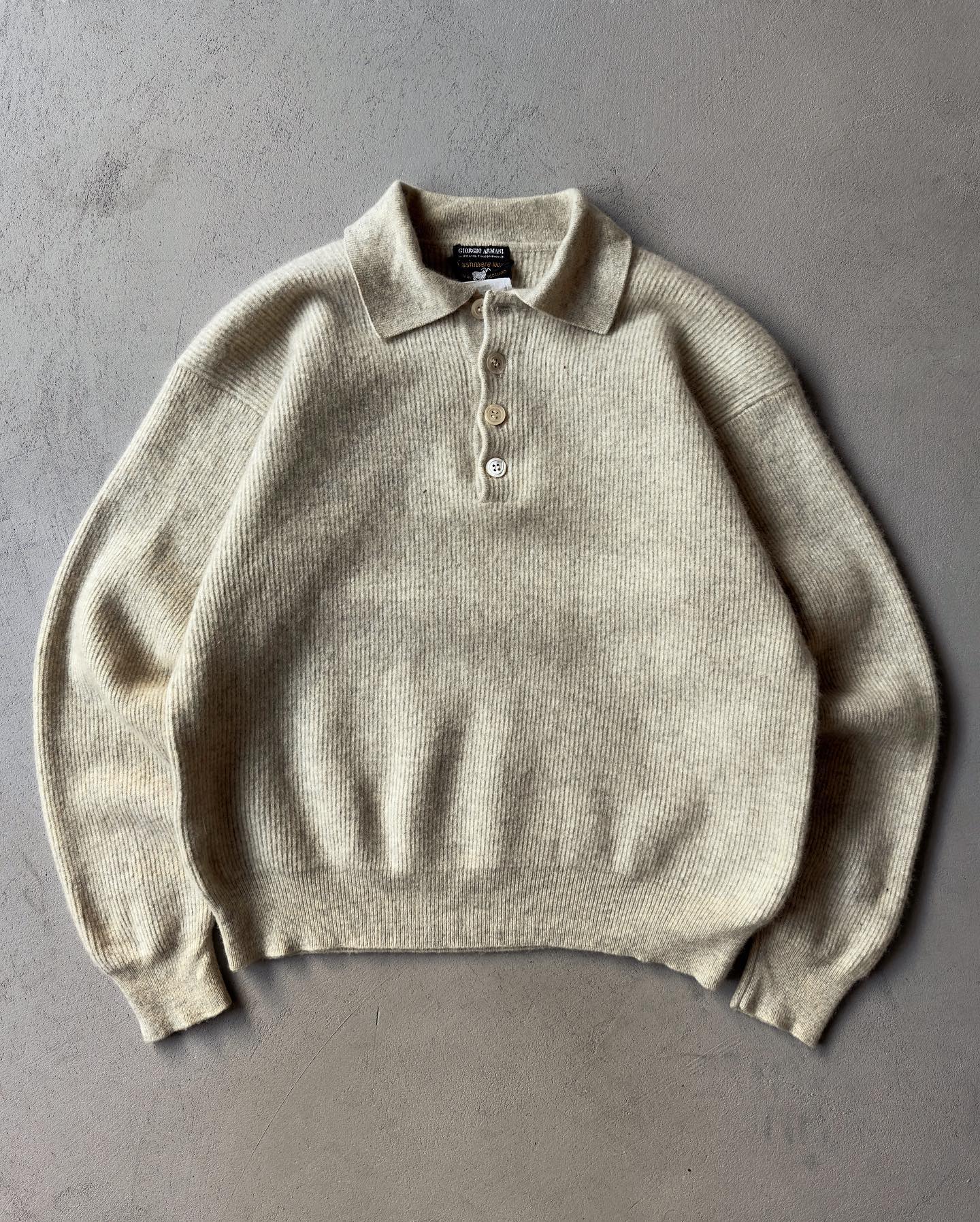 1990s - Cream Zip Up Cardigan - M - 10