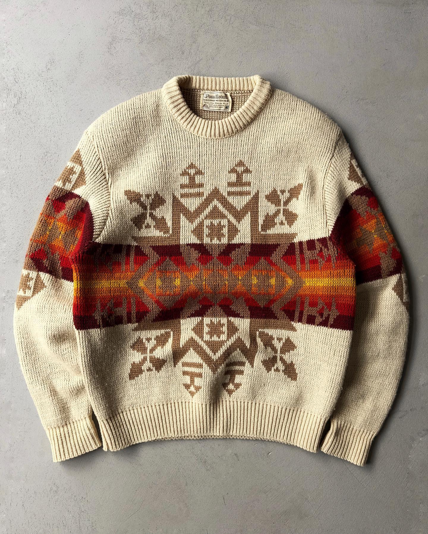 1960s - Distressed Red Nordic Sweater - M - 10