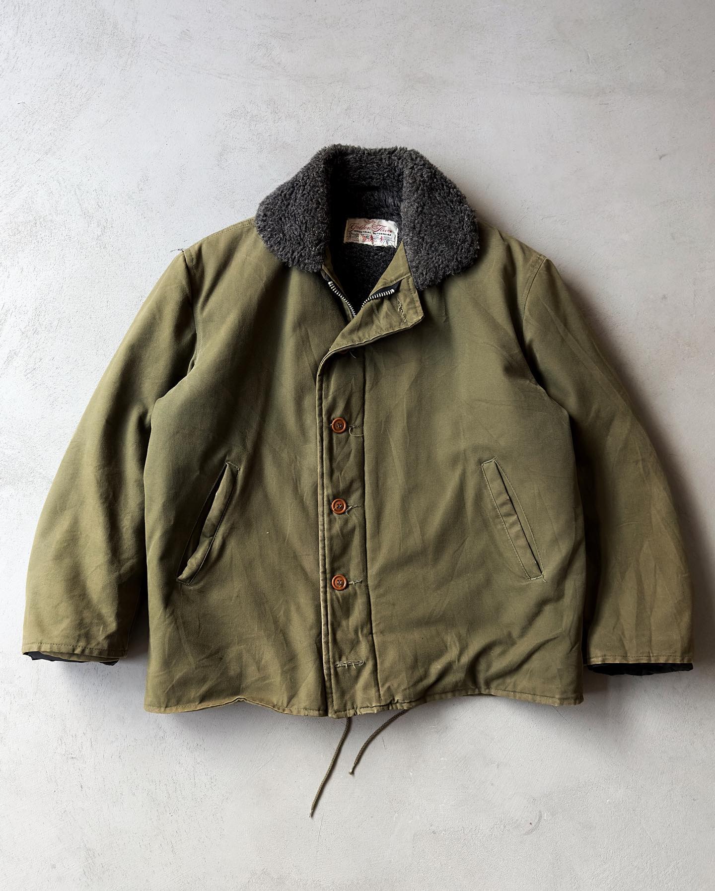 1990s - Tan Fireman Coat - L/XL - 10