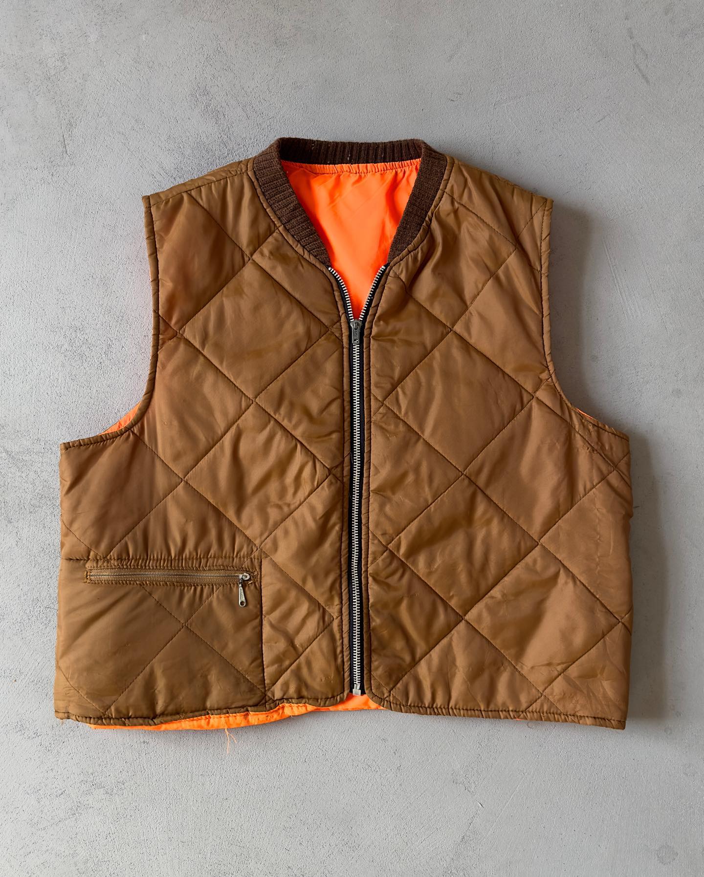 1980s - Burnt Orange Puffer Vest - S - 8