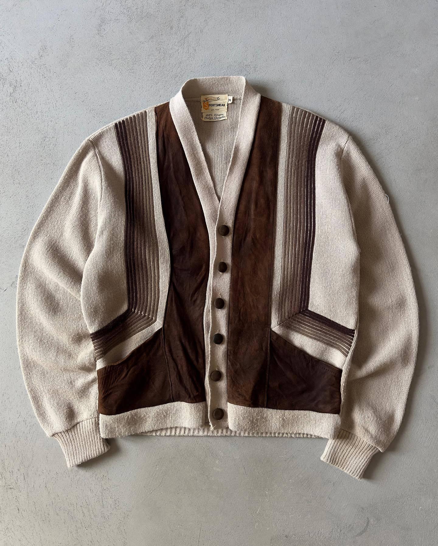 1960s - Distressed Cream Cropped Cardigan - M - 7