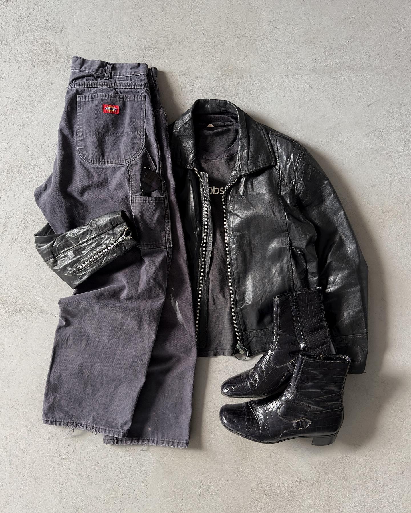 1980s - Faded Grey Leather Jacket - M - 7