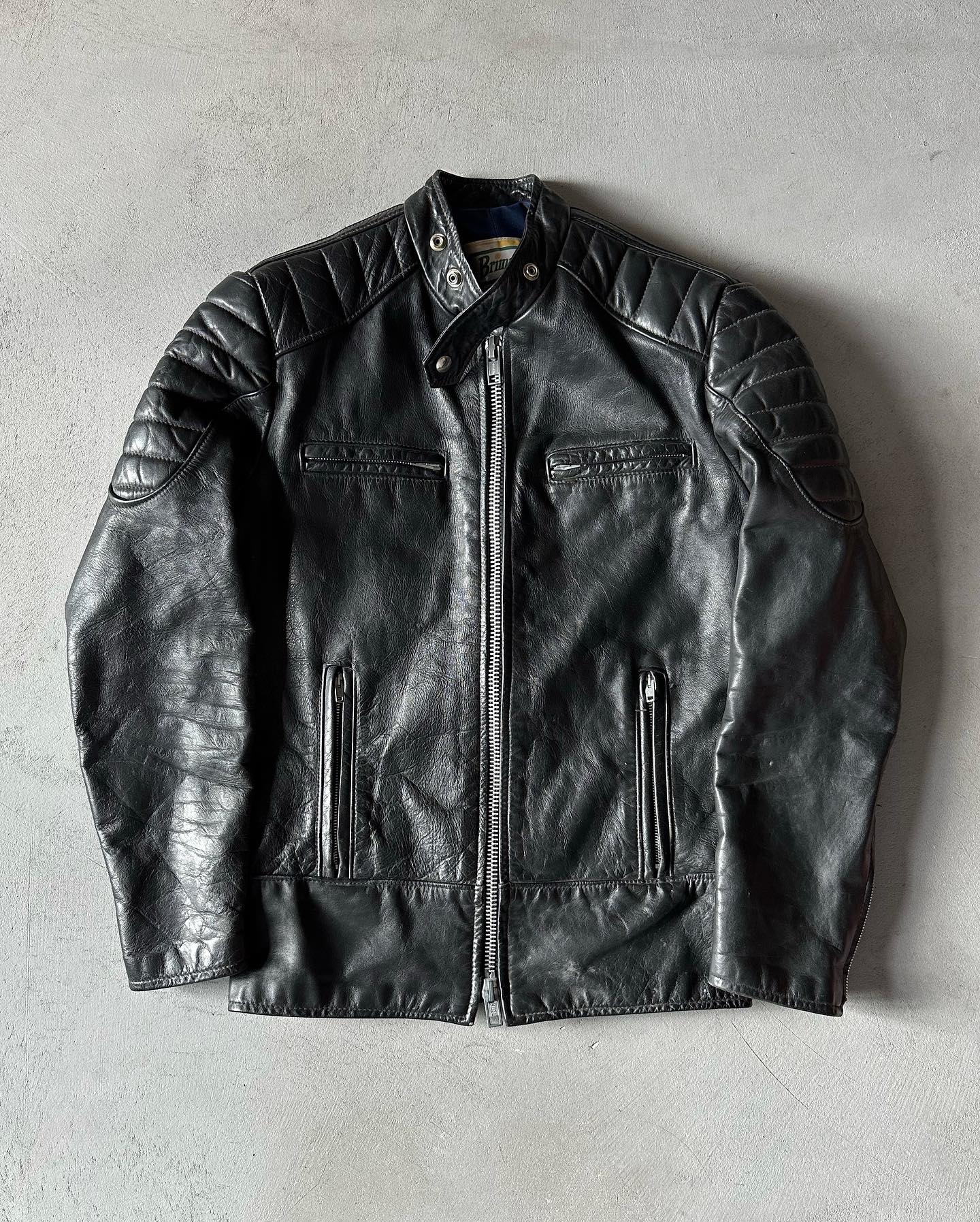 1970s - Dark Navy Brimaco Women's Leather Jacket - (W)XXS/XS - 9