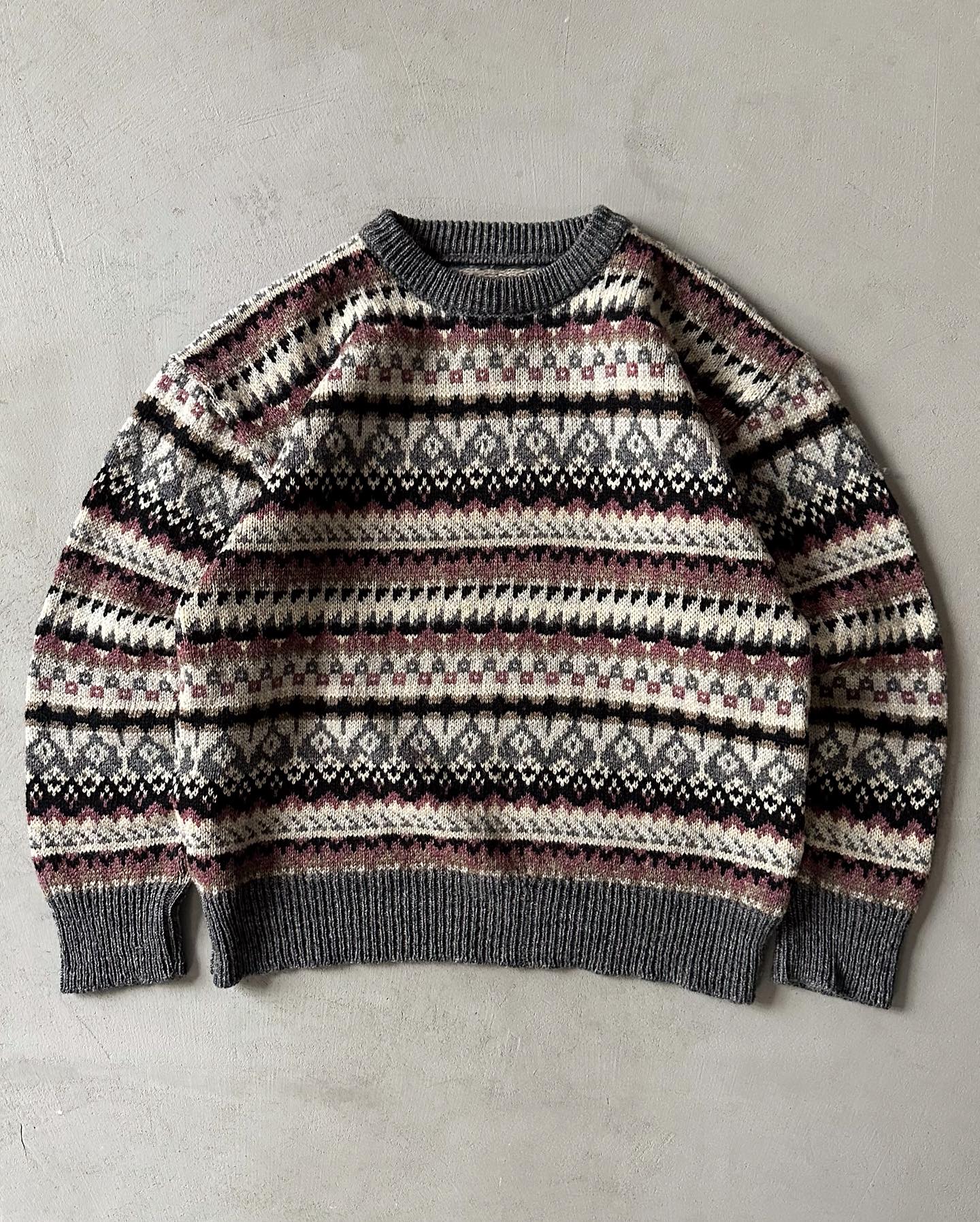 1960s - Distressed Red Nordic Sweater - M - 5