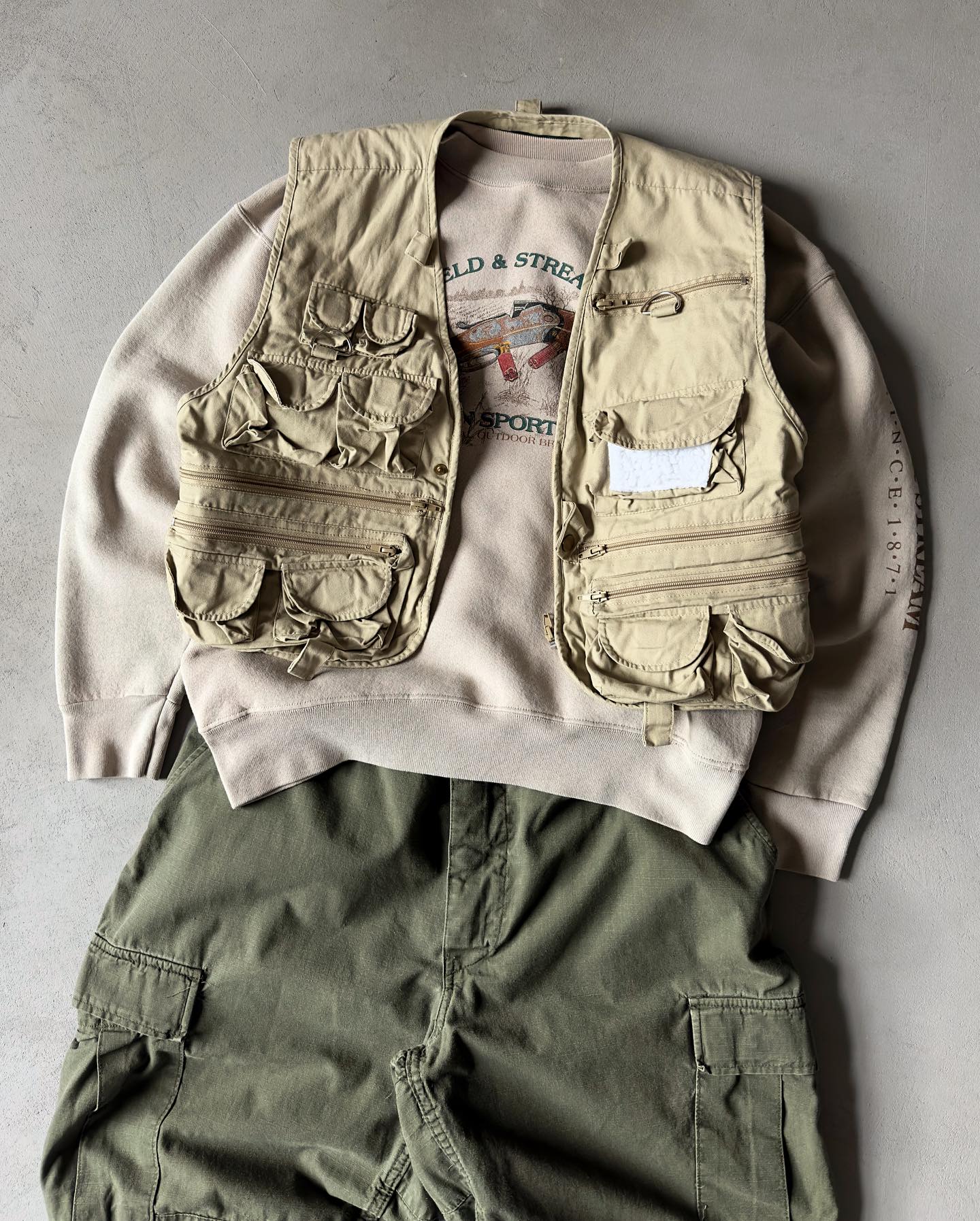 1990s - Khaki Multi Pockets Fishing Vest - XL - 8