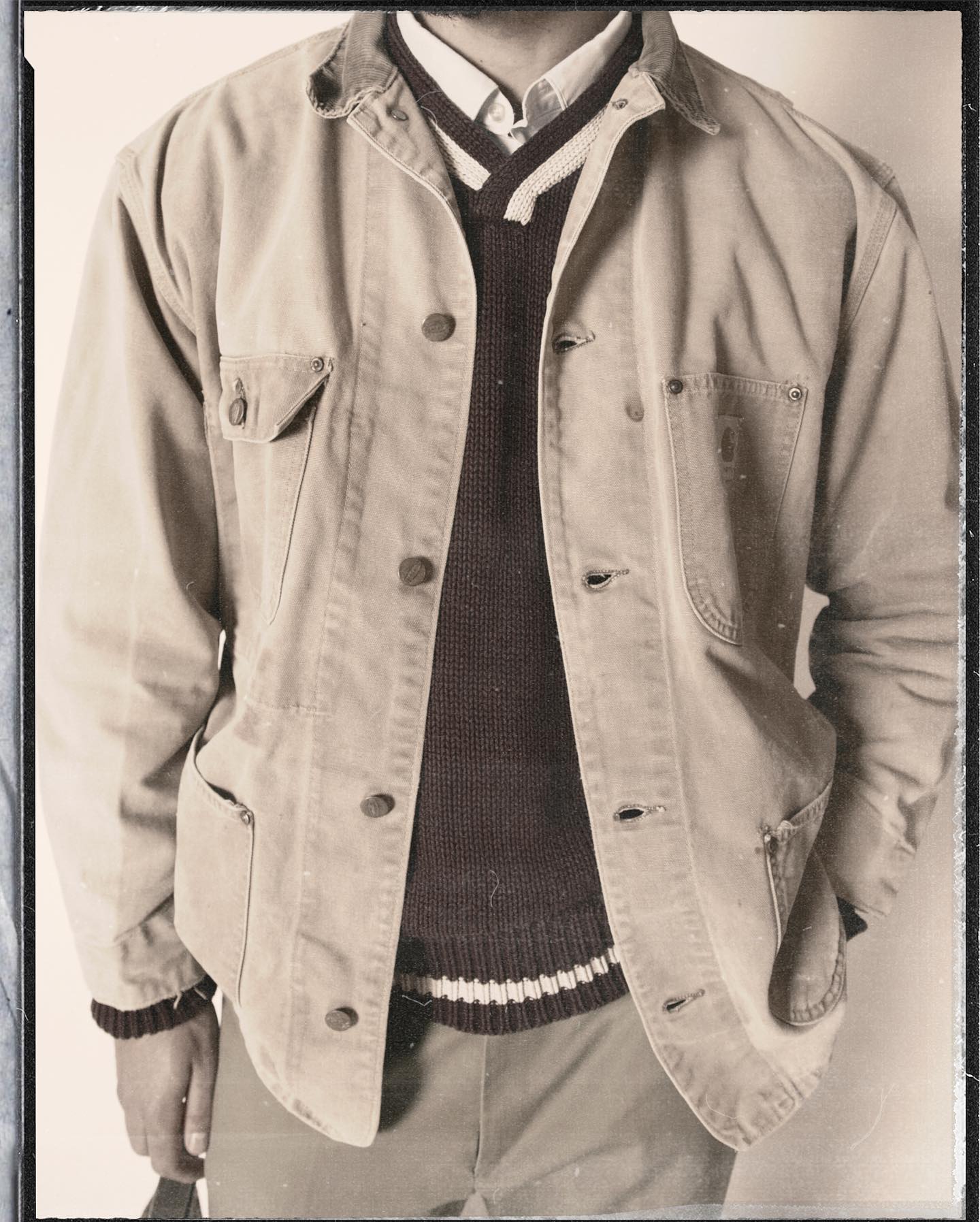1990s - Distressed White Barn Jacket - M/L - 10