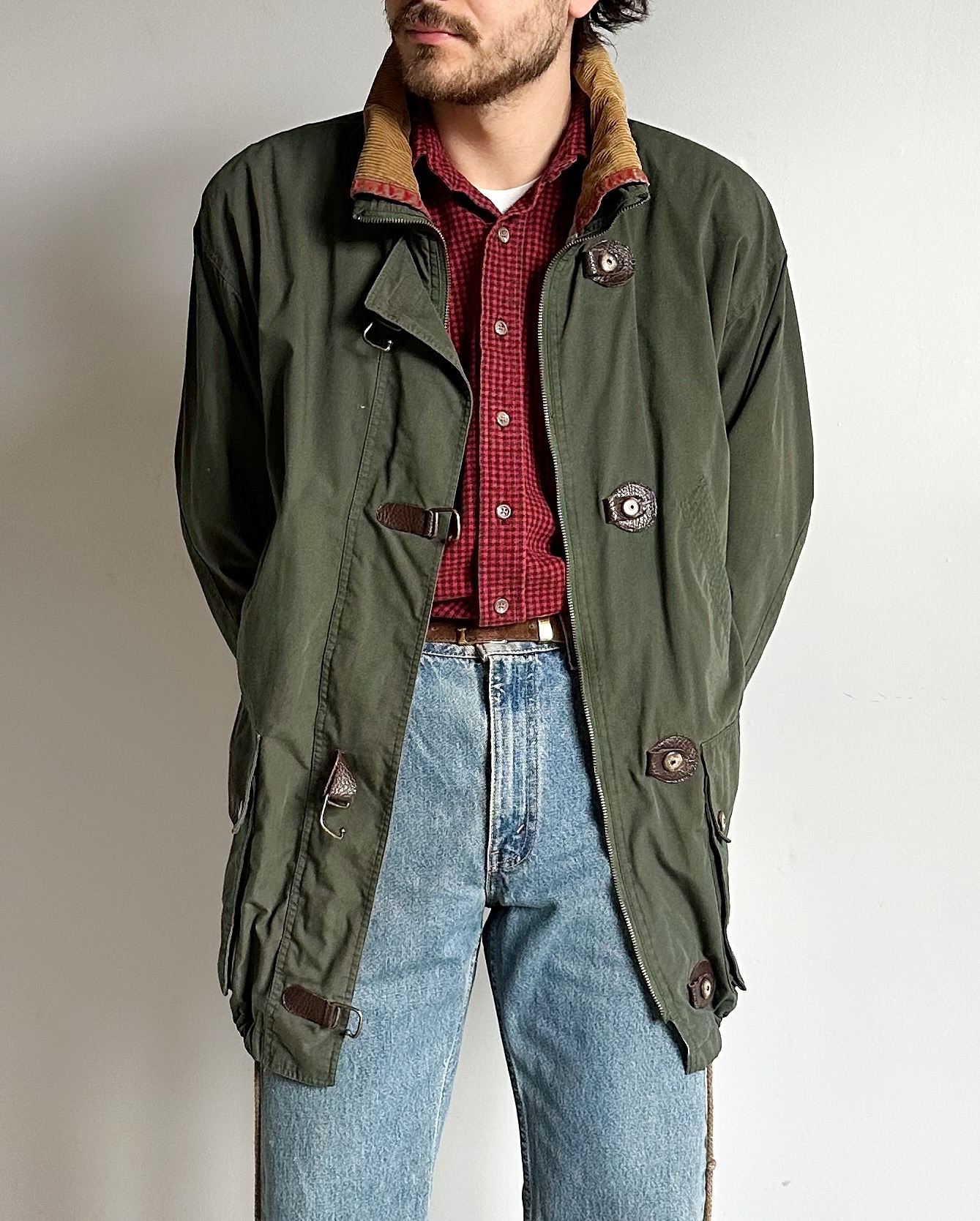 1990s - Tan Fireman Coat - L/XL - 7