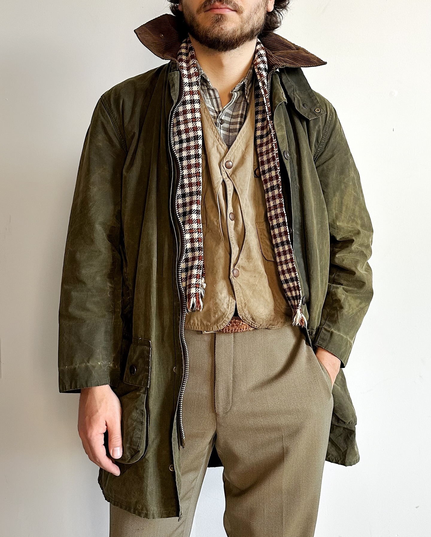 1990s - Distressed Dark Navy Barbour Border Jacket - 46 - 7