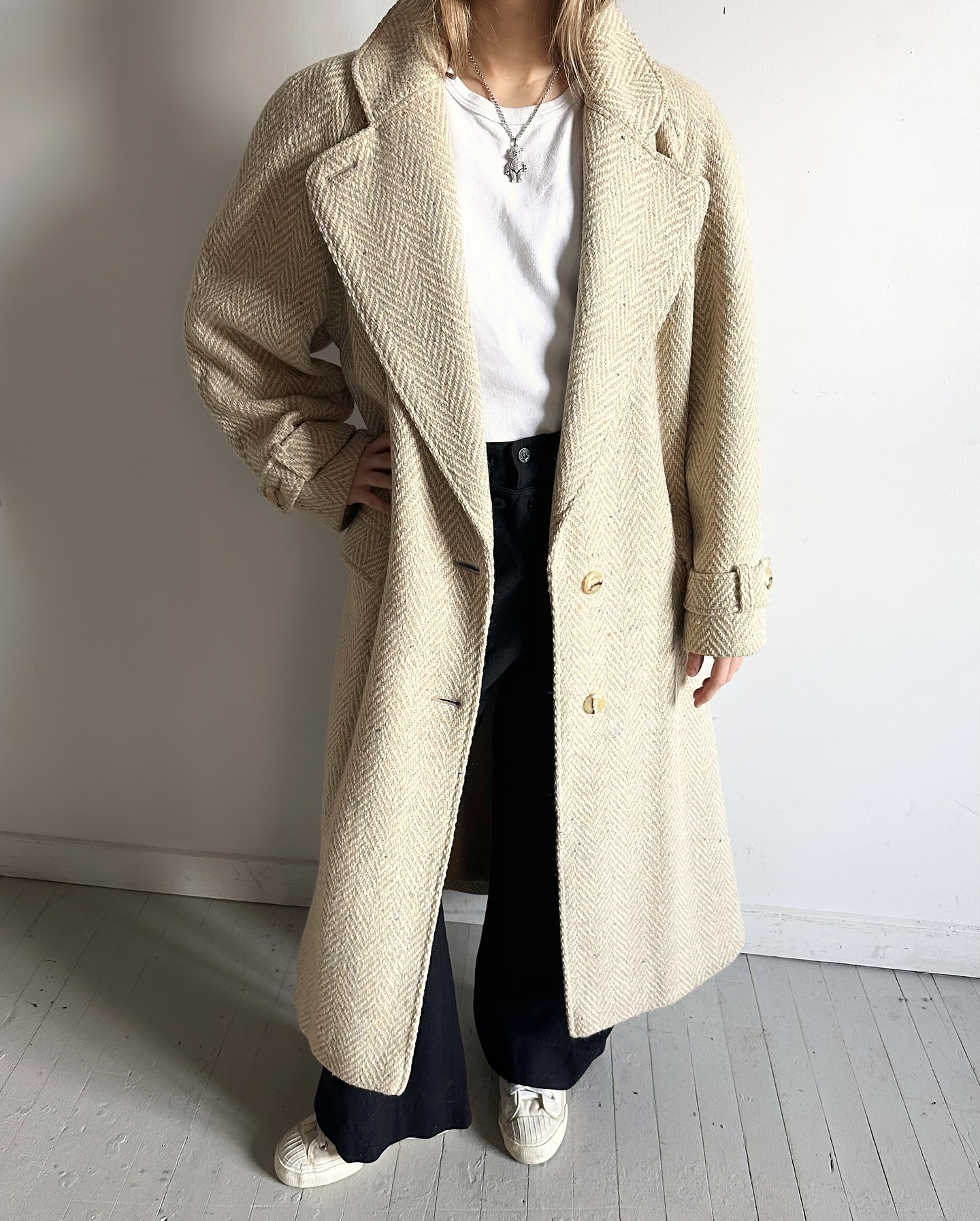 1980s - Beige Double Breasted Wool Women's Coat - (W)S - 6