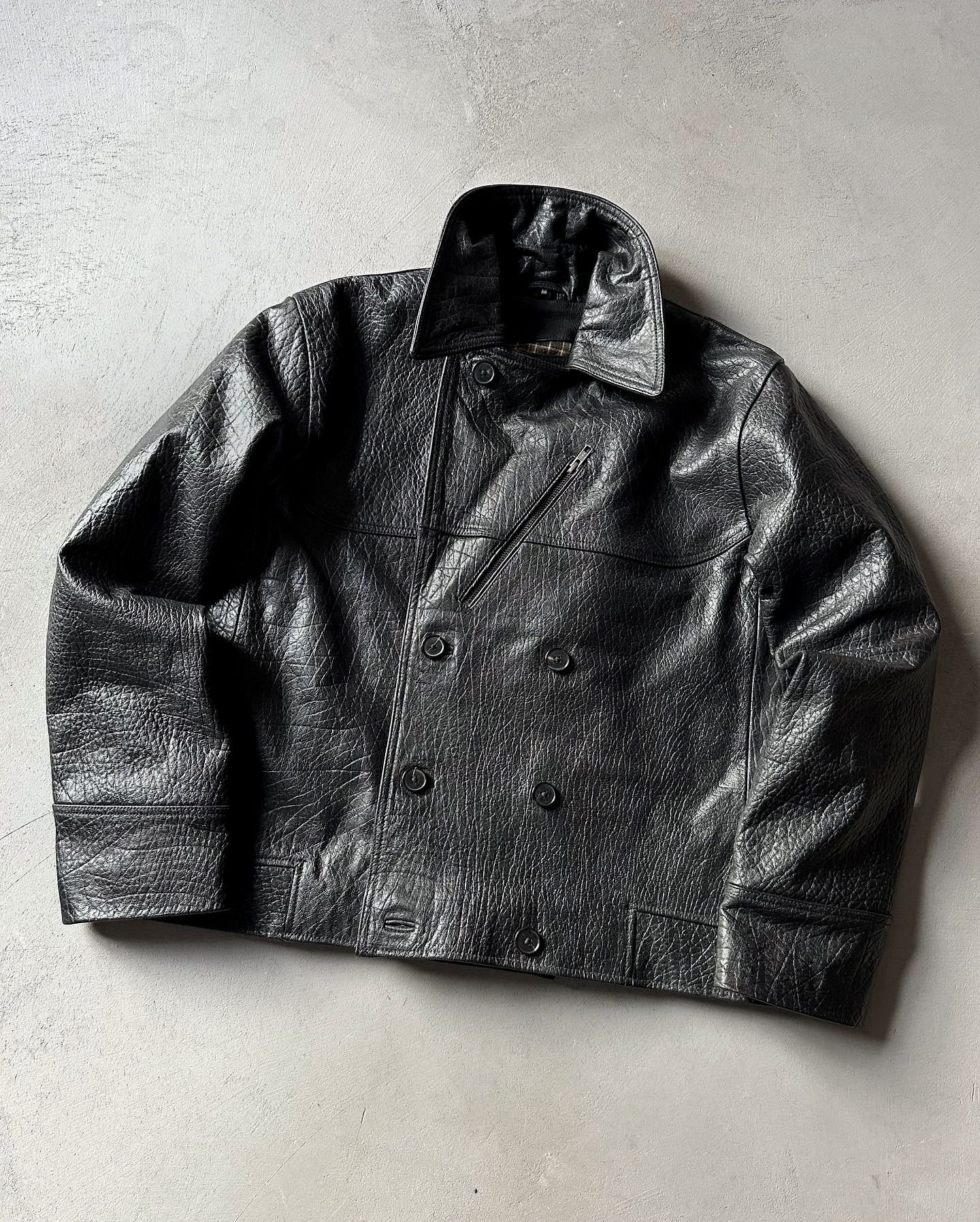 1990s - Black Fireman Leather Coat - S - 8